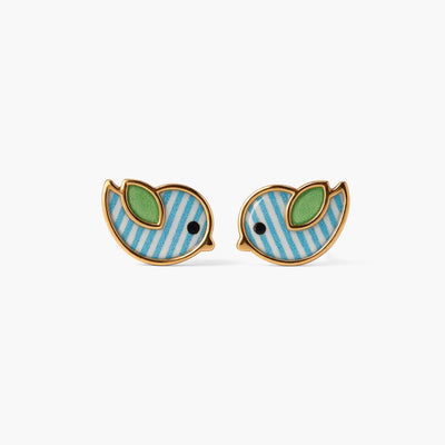 Playful Bird 9KT Gold Stud Earrings for Kids
