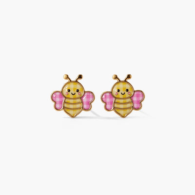 Playful Bee 9KT Gold Stud Earrings for Kids