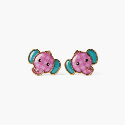 Playful Elephant 9KT Gold Stud Earrings for Kids