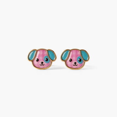 Playful Puppy 9KT Gold Stud Earrings for Kids
