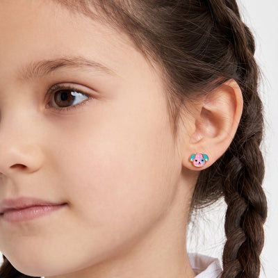 Playful Puppy 9KT Gold Stud Earrings for Kids