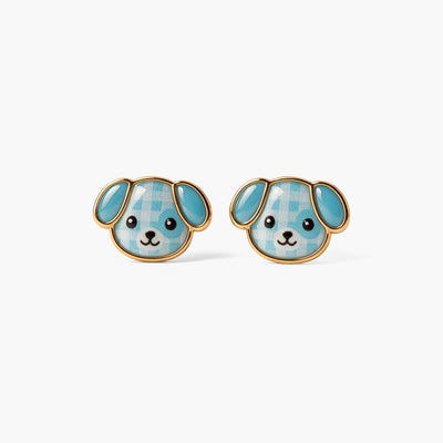 Cute Puppy 9KT Gold Stud Earrings for Kids