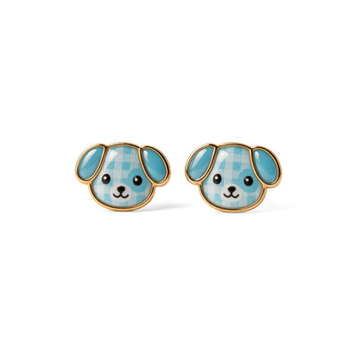 Cute Puppy 9KT Gold Stud Earrings for Kids