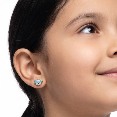 Cute Puppy 9KT Gold Stud Earrings for Kids