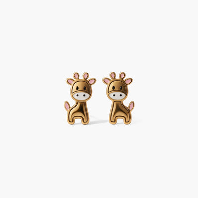Cheerful Giraffe 9KT Gold Stud Earrings for Kids