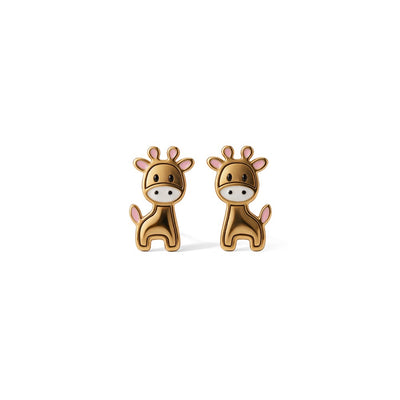 Cheerful Giraffe 9KT Gold Stud Earrings for Kids