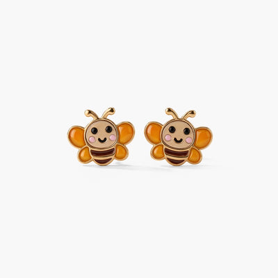 Cute Bee 9KT Gold Stud Earrings for Kids