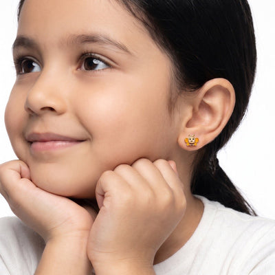 Cute Bee 9KT Gold Stud Earrings for Kids