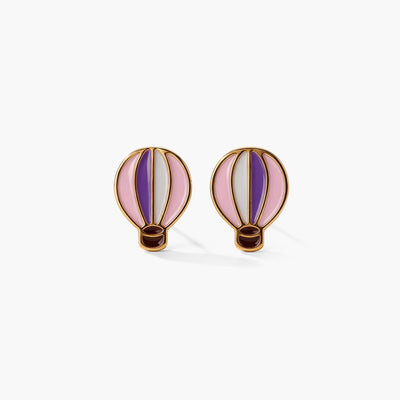 Dreamy Hot Air Balloon 9KT Gold Stud Earrings for Kids