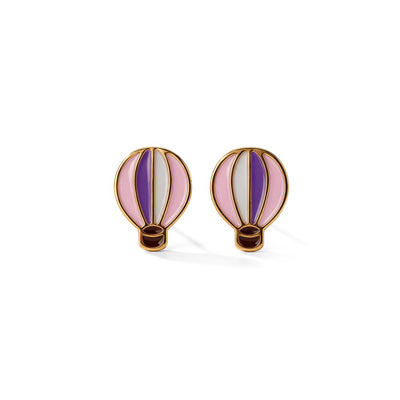 Dreamy Hot Air Balloon 9KT Gold Stud Earrings for Kids