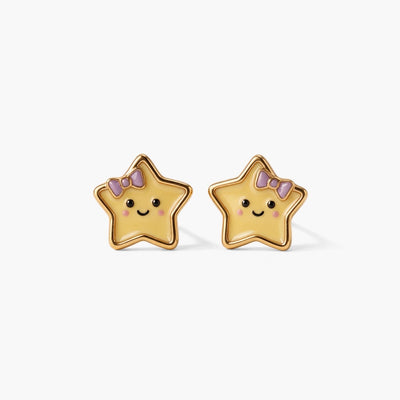 Sparkly Star 9KT Gold Stud Earrings for Kids