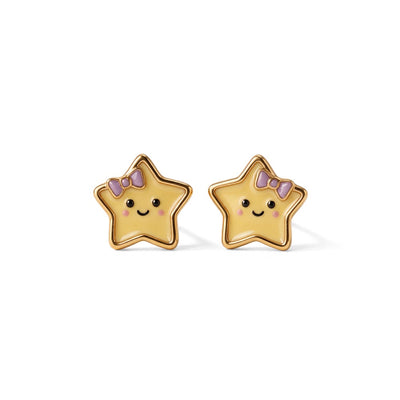 Sparkly Star 9KT Gold Stud Earrings for Kids