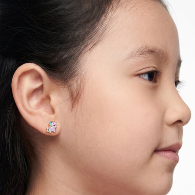 Magical Unicorn 9KT Gold Stud Earrings for Kids
