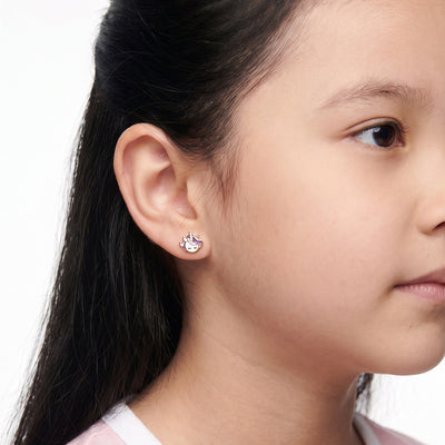 Cheerful Unicorn 9KT Gold Stud Earrings for Kids