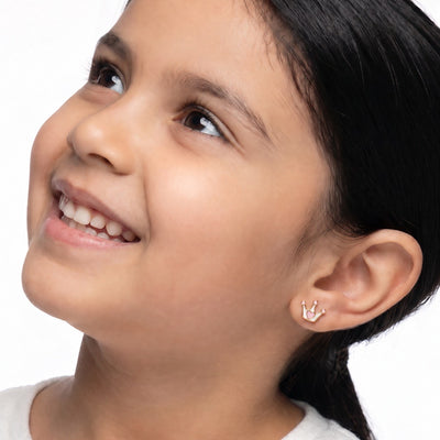 Pretty Crown 9KT Gold Stud Earrings for Kids
