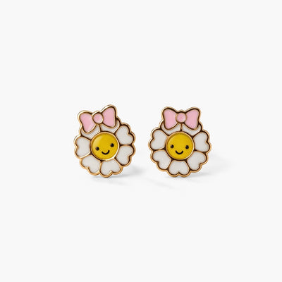 Cheerful Daisy 9KT Gold Stud Earrings for Kids