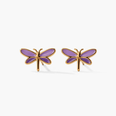 Playful Dragonfly 9KT Gold Stud Earrings for Kids
