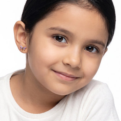 Playful Dragonfly 9KT Gold Stud Earrings for Kids