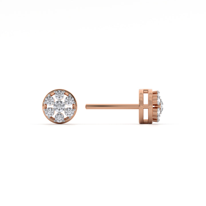 Lustrous Bouquet 9KT Gold Lab Grown Diamond Stud Earring - 3