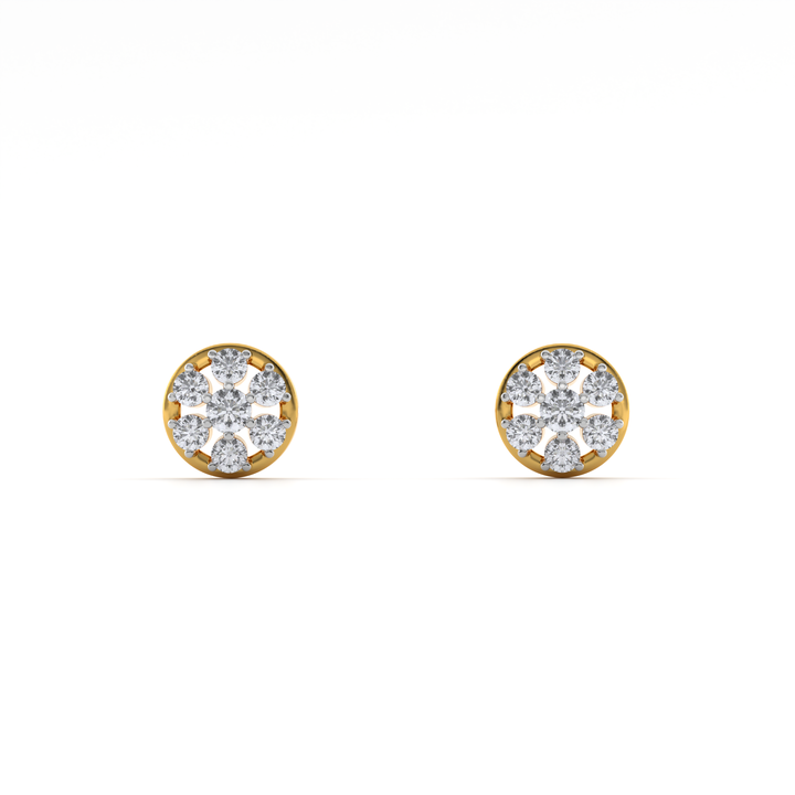 Lustrous Bouquet 9KT Gold Lab Grown Diamond Stud Earring - 6