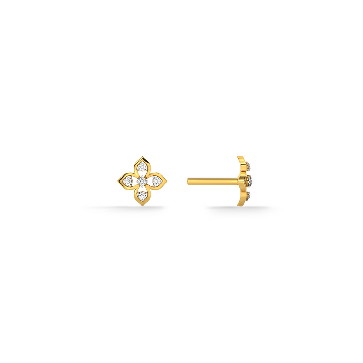 Petal Cluster 9KT Gold Lab Grown Diamond Stud Earring - 1