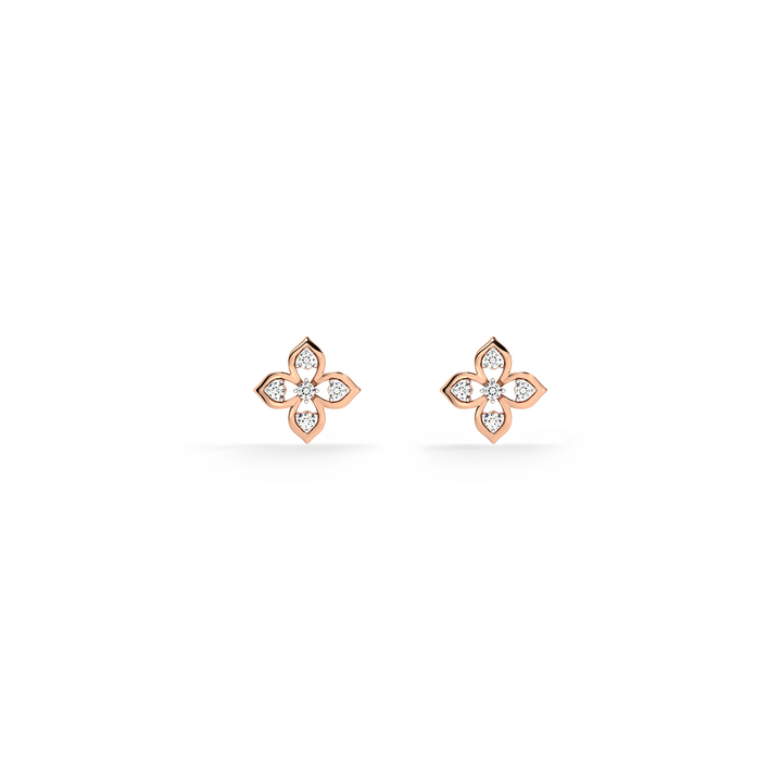 Petal Cluster 9KT Gold Lab Grown Diamond Stud Earring - 2