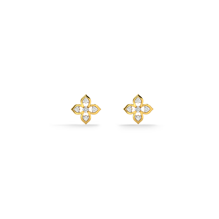 Petal Cluster 9KT Gold Lab Grown Diamond Stud Earring - 2