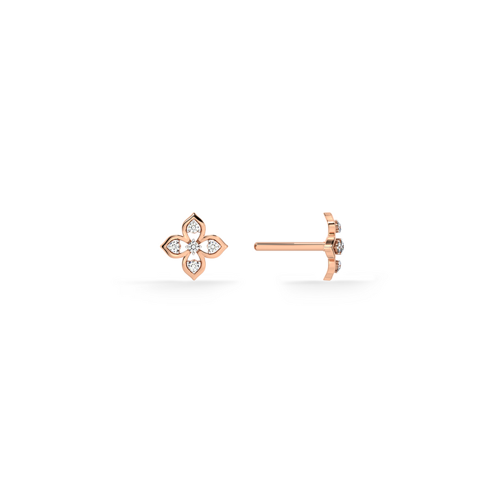 Petal Cluster 9KT Gold Lab Grown Diamond Stud Earring - 4