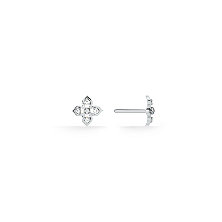 Petal Cluster 9KT Gold Lab Grown Diamond Stud Earring - 1