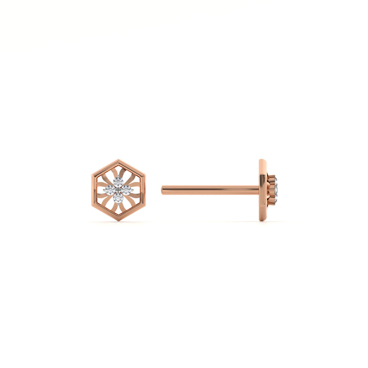 Hexa Star 9KT Gold Lab Grown Diamond Stud Earring - 3