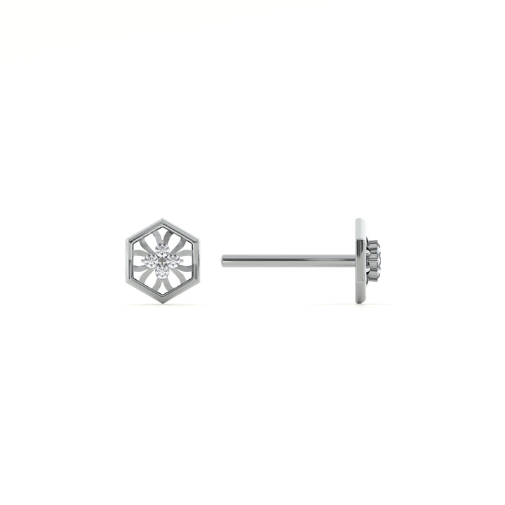 Hexa Star 9KT Gold Lab Grown Diamond Stud Earring - 2