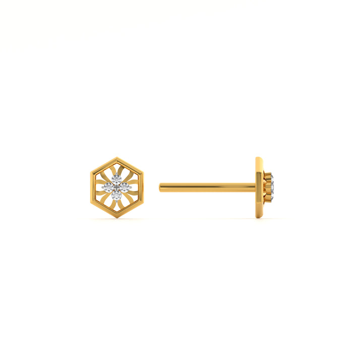Hexa Star 9KT Gold Lab Grown Diamond Stud Earring - 1