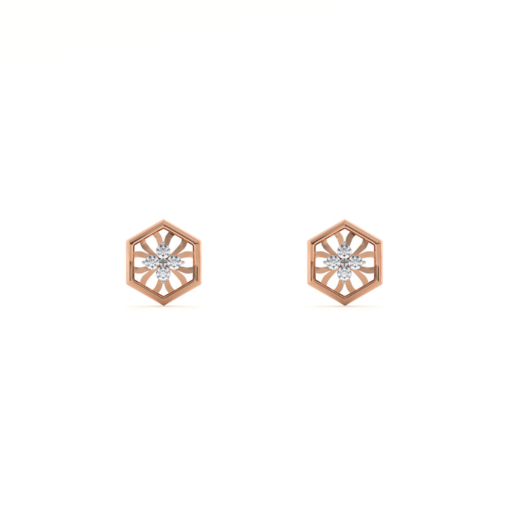 Hexa Star 9KT Gold Lab Grown Diamond Stud Earring - 6