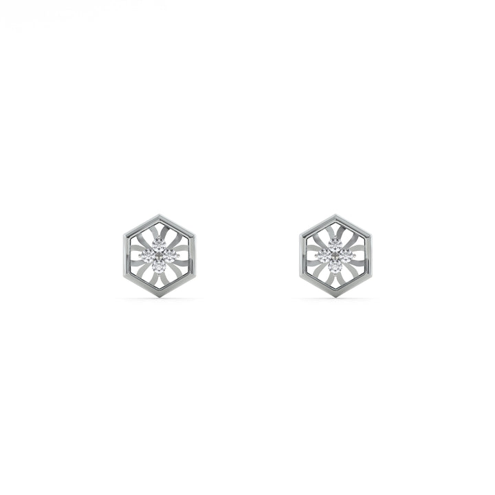 Hexa Star 9KT Gold Lab Grown Diamond Stud Earring - 5