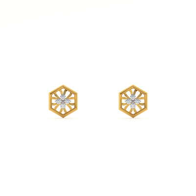 Hexa Star 9KT Gold Lab Grown Diamond Stud Earring