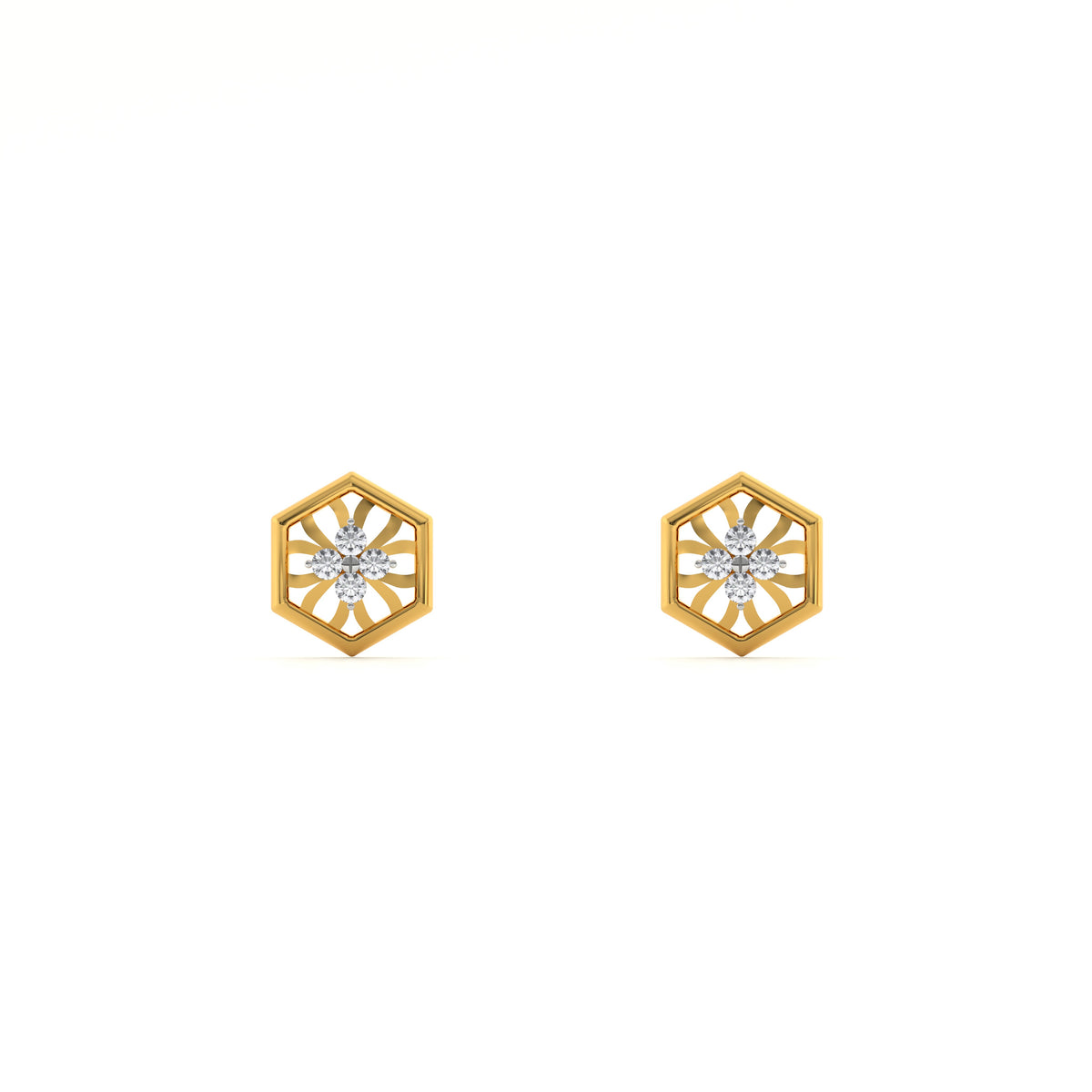 Hexa Star 9KT Gold Laboratory Grown Diamond Stud Earring