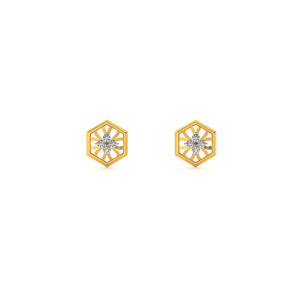 Hexa Star 9KT Gold Lab Grown Diamond Stud Earring