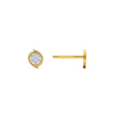 Sunburst Circle 9KT Gold Lab Grown Diamond Stud Earring