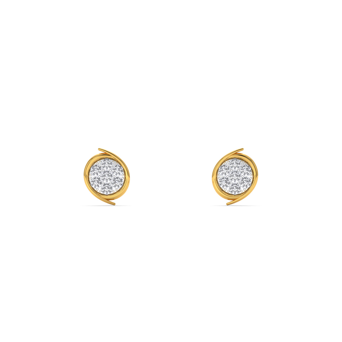 Sunburst Circle 9KT Gold Laboratory Grown Diamond Stud Earring