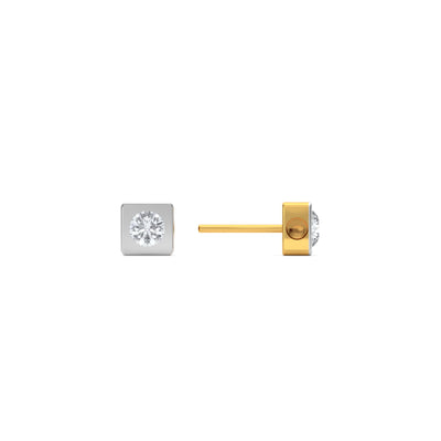 Square Solitaire 9KT Gold Lab Grown Diamond Stud Earring
