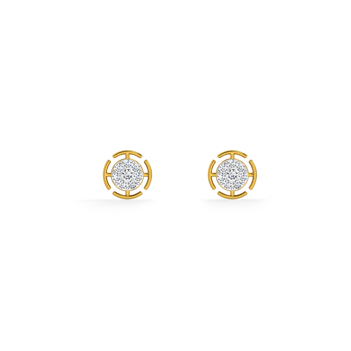 Radiant Grid 9KT Gold Lab Grown Diamond Stud Earring - 1