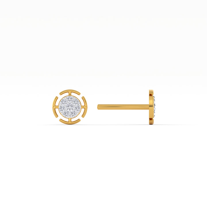 Radiant Grid 9KT Gold Lab Grown Diamond Stud Earring - 1