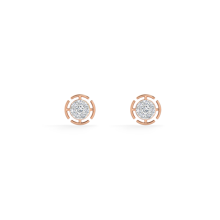 Radiant Grid 9KT Gold Lab Grown Diamond Stud Earring - 2
