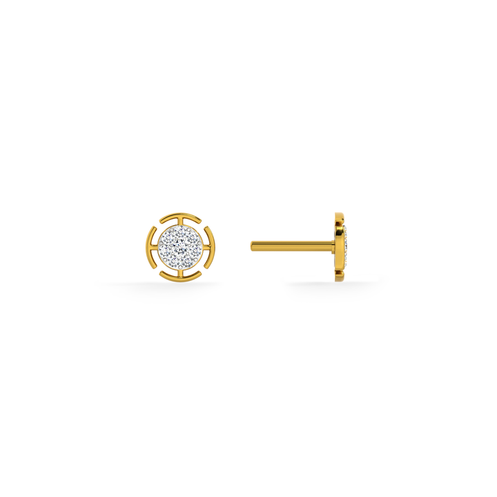 Radiant Grid 9KT Gold Lab Grown Diamond Stud Earring - 2