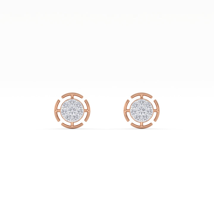 Radiant Grid 9KT Gold Lab Grown Diamond Stud Earring - 6