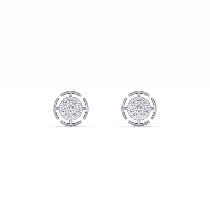 Radiant Grid 9KT Gold Lab Grown Diamond Stud Earring - 5