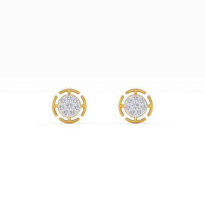 Radiant Grid 9KT Gold Lab Grown Diamond Stud Earring