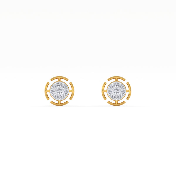 Radiant Grid 9KT Gold Lab Grown Diamond Stud Earring -  4