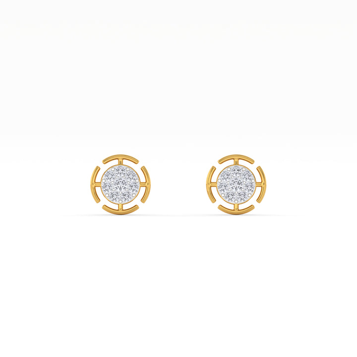Radiant Grid 9KT Gold Lab Grown Diamond Stud Earring -  4