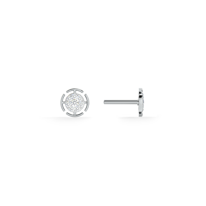 Radiant Grid 9KT Gold Lab Grown Diamond Stud Earring - 1